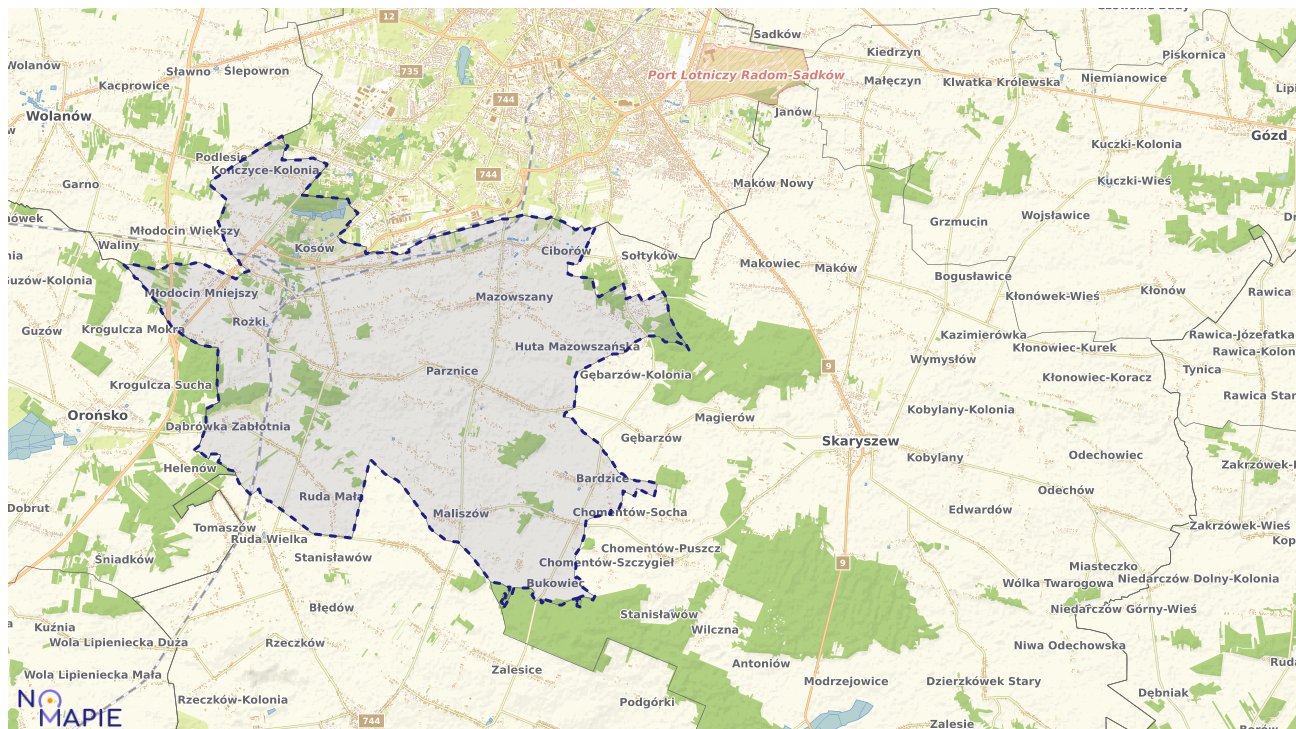 Mapa obszarów ochrony przyrody Kowali